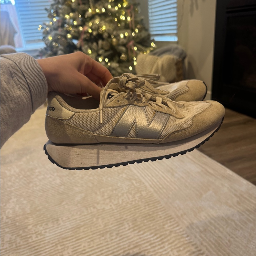 New Balance Women's Beige and Silver Sneakers